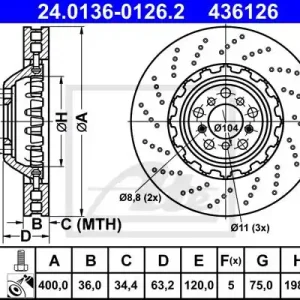 Autentyczny TARCZA HAMULC. BMW 5 F10,F18 M5 11- LP