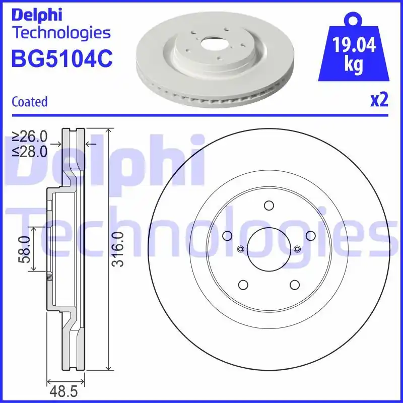 Premium Tarcza hamulcowa DELPHI BG5104C