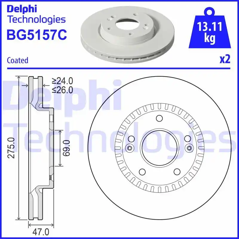 Promocja Tarcza hamulcowa DELPHI BG5157C
