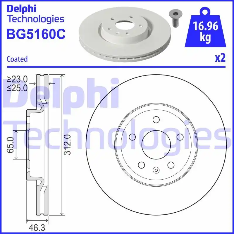 Tarcza hamulcowa DELPHI BG5160C Szybka dostawa